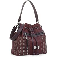  - Lois - Bolso para Mujer Tipo Saco Bombón. Cierre Fruncido. con Asa al Hombro y Bandolera. Cuero PU y Remaches. Muy Amplio. para Compras o Viaje. Bonito y Práctico. 94482- Color